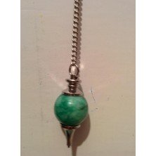 comprar Péndulo esférico de amatista verde , con punta de metal y cadena con anilla (Péndulos)