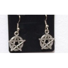 Pendientes tetragramatón, pentagrama plateado ( 1,90 cm diámetro ) (Amuletos y talismanes)