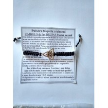 Pulsera triqueta plateada, cordon negro ajustable (Amuletos y talismanes)