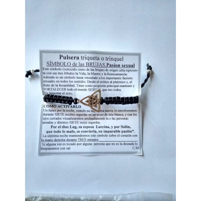 Pulsera triqueta plateada, cordon rojo ajustable (Amuletos y talismanes)