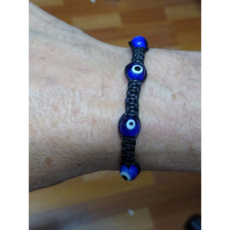 Pulsera unisex, Ojo Turco cristal, con cordón ajustable  - 1