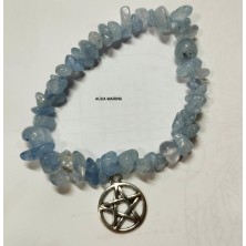 Pulsera mineral chip Aguamarina