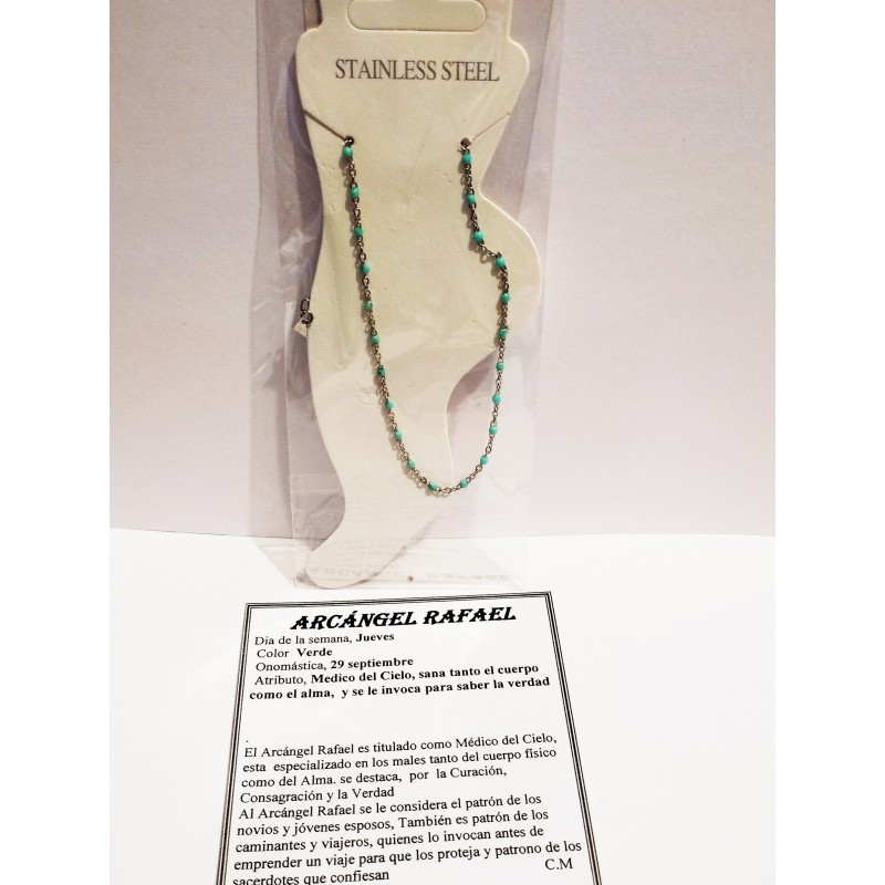 Tobillera Arcángel Rafael, acero inoxidable